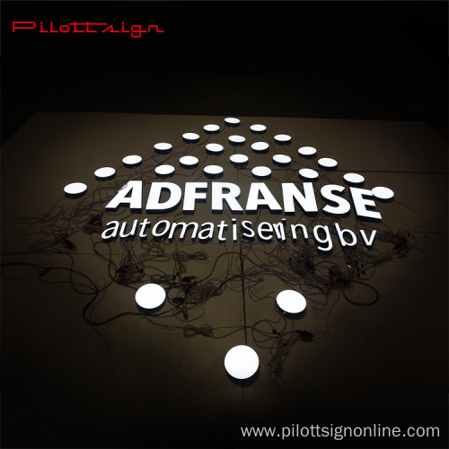 Front illuminated aluminum logo sign custom LED